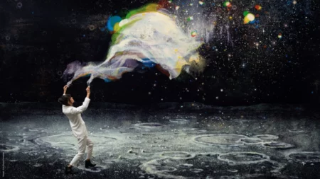 Danse aérienne. Arts du cirque. Art numérique.